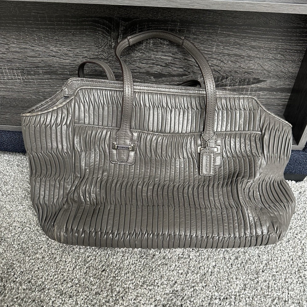 Coach Taylor Gathered Leather Alexis Carryall‎ Tote F25252 Grey Shoulder Handbag